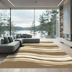 Earthy Bronze Wavy Abstract Stripes Rug