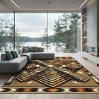 Earthy Geometric stepped Pyramid Totem Rug