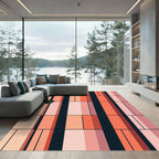 Modern Coral Rectangular Grid Rug