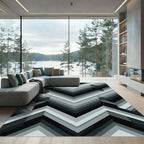 Monochromatic Geometric Angular Chevron Rug
