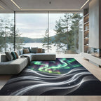 Ethereal Aurora Northern Lights Abstract Wave Rug