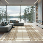 Classic Beige Tartan Plaid Check Rug