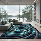 Cosmic Teal Swirl Galaxy Swirl Rug