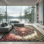 Ornate Blush Shell Baroque Medallion Rug