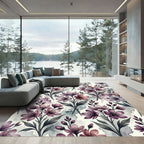 Muted Floral Botanical Watercolor Rug