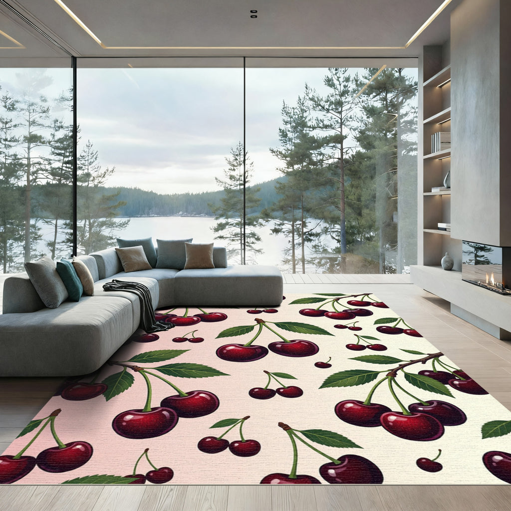 Artistic Deep Red Cherry Harvest Rug