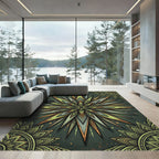 Olive Green Radiant Geometric Star Burst Rug