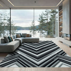 Monochrome Chevron Shadow Stripe Rug