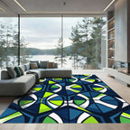Bold Geometric Hexagon Lime Blue Abstract Rug