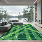 Geometric Green Diagonal Field Lines Rug