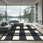 Monochromatic Geometric Checkerboard Squares Rug