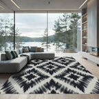 Dark Gray Diamond Ikat Rug