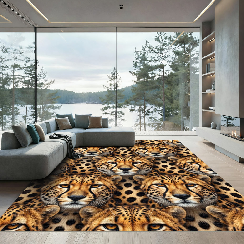 Cheetah Faces All Over Pattern Rug