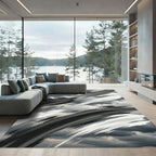 Monochromatic Brush Stroke Arc Rug