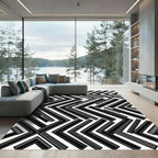 Modern Black Chevron Angle Rug