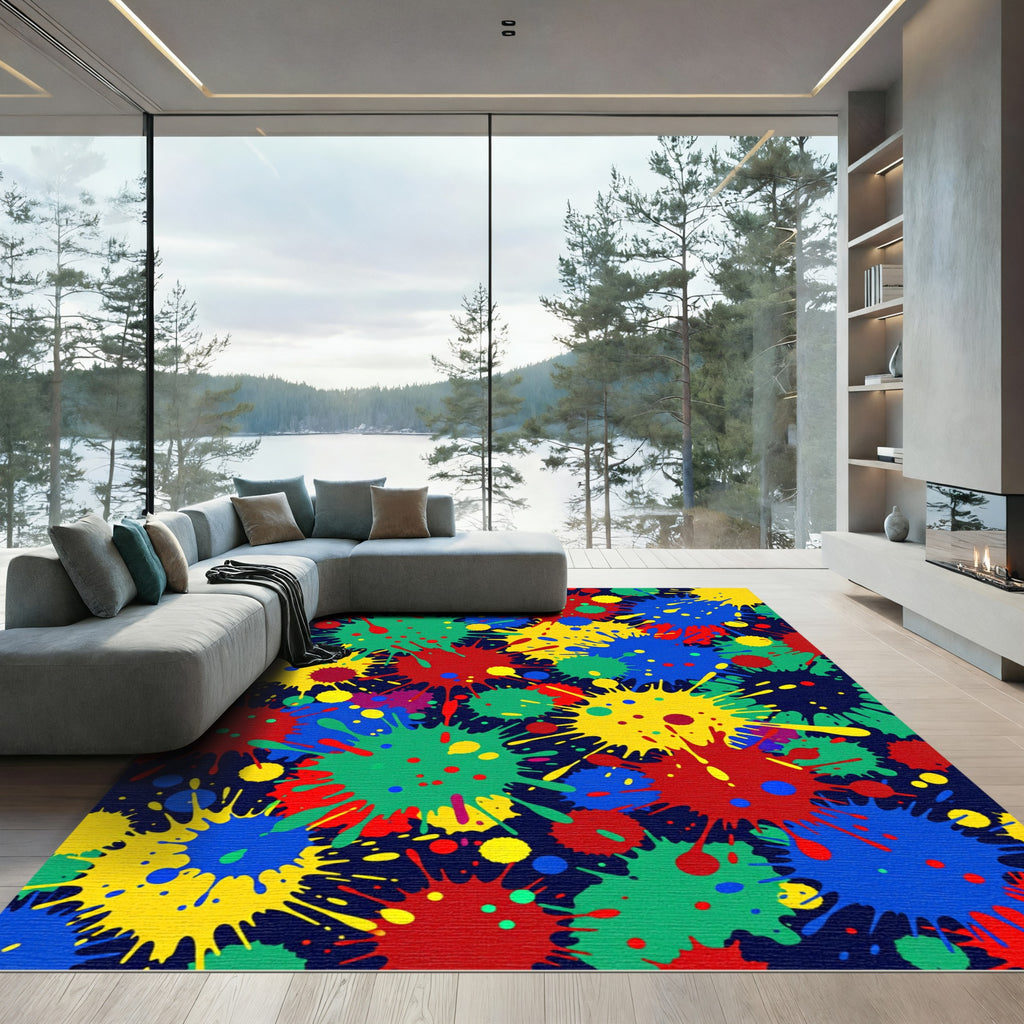Vibrant Multicolored Pop Art Splatter Rug