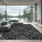 Cool Silver Geometric Diamond Tribal Rug