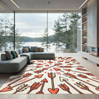 Coral Arrows Radial Heart Collection Rug