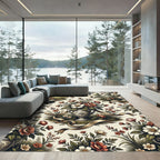 Ornate Floral Vase Botanical Garden Rug