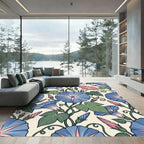 Blue Pink Morning Glory Vine Rug