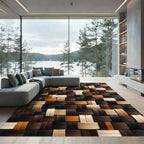 Woven Earth Tones Basketweave Rug