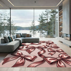 Elegant Rose Gold Satin Ribbon Bows Rug