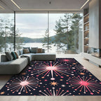 Retro Pink Starburst Burst Pattern Rug