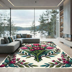 Pink Tulip and Raspberry Botanical Bouquet Rug