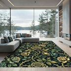 Gothic Sage Gold Rose Vine Rug
