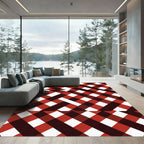 Bold Crimson and Black Gingham Checker Rug