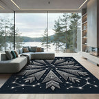 Silver Celestial Geometric Starry Night Rug