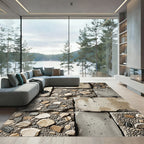 Natural Stone Pebble Concrete Aggregate Rug