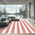 Coral Archway Stripe Architectural Design Rug