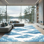 Whimsical Sky Blue Cumulus Cloud Rug