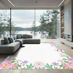 Pastel Floral Corner Border Accents Rug