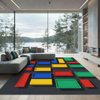 Modern Primary Color Geometric Block Rug
