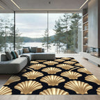 Art Deco Gold Scalloped Shell Rug