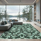 Pale Green Floral Vine Art Nouveau Rug