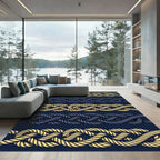 Nautical Braided Yellow Blue Rope Rug