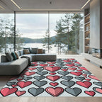 Charming Pink and Gray Heart Wallpaper Rug