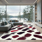 Abstract Black and Crimson Brush Strokes Rug