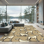 Minimalist Beige Greyhound Silhouette Art Rug