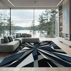 Deep Blue Geometric Burst Rug