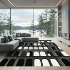 Monochromatic Arched Gallery Architecture Rug