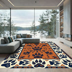 Earthy Orange Tribal Paw Arrow Rug