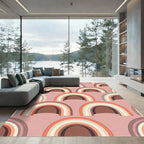 Retro Boho Rainbow Arch Pink Rug