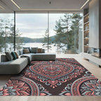 Floral Heart Medallion Blush Gray Rug
