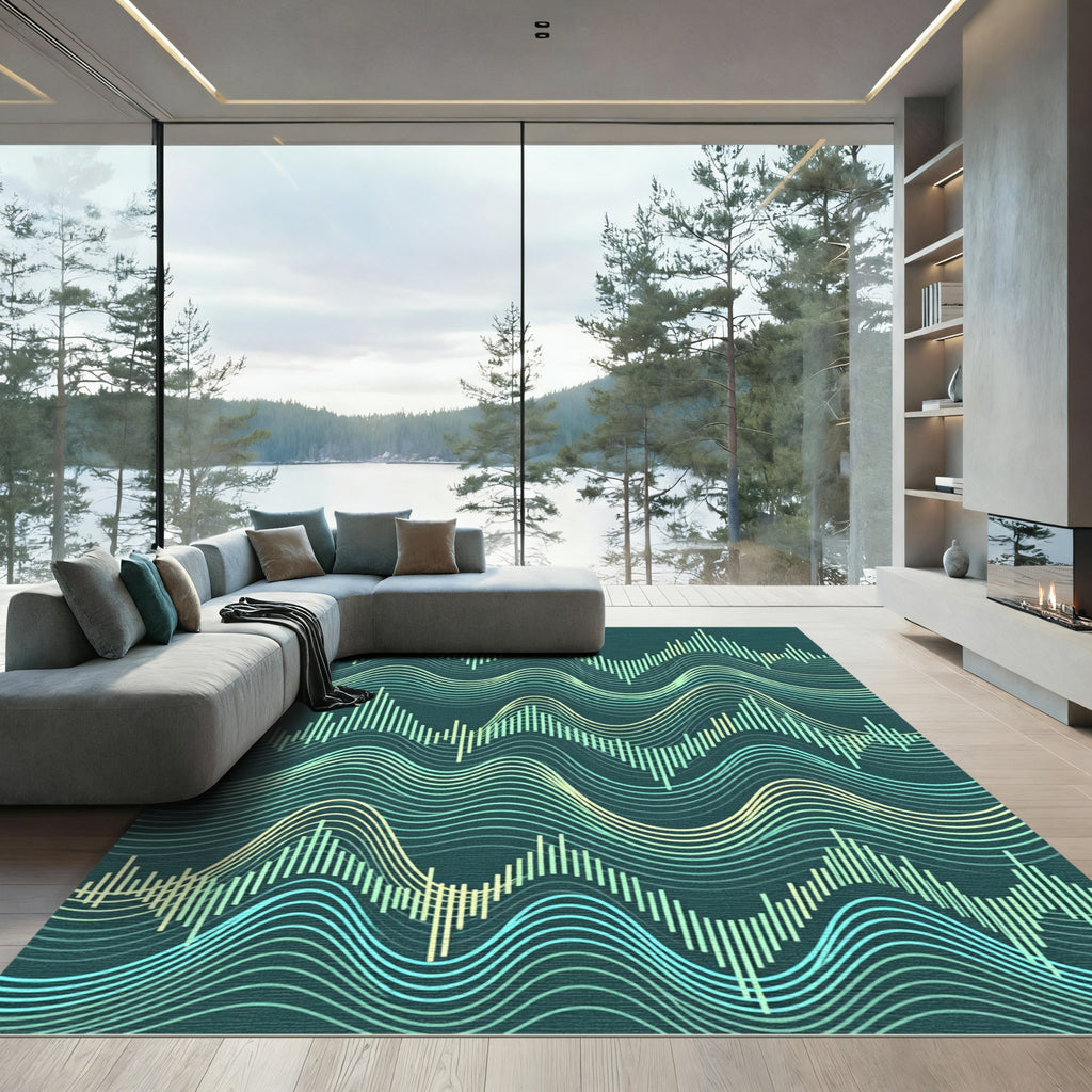 Teal Wave Sound Equalisers Rug