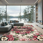 Regal Pale Pink Rose Crown Illustration Rug