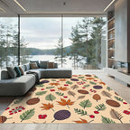Autumn Leaves Pinecones Berries Collage Rug